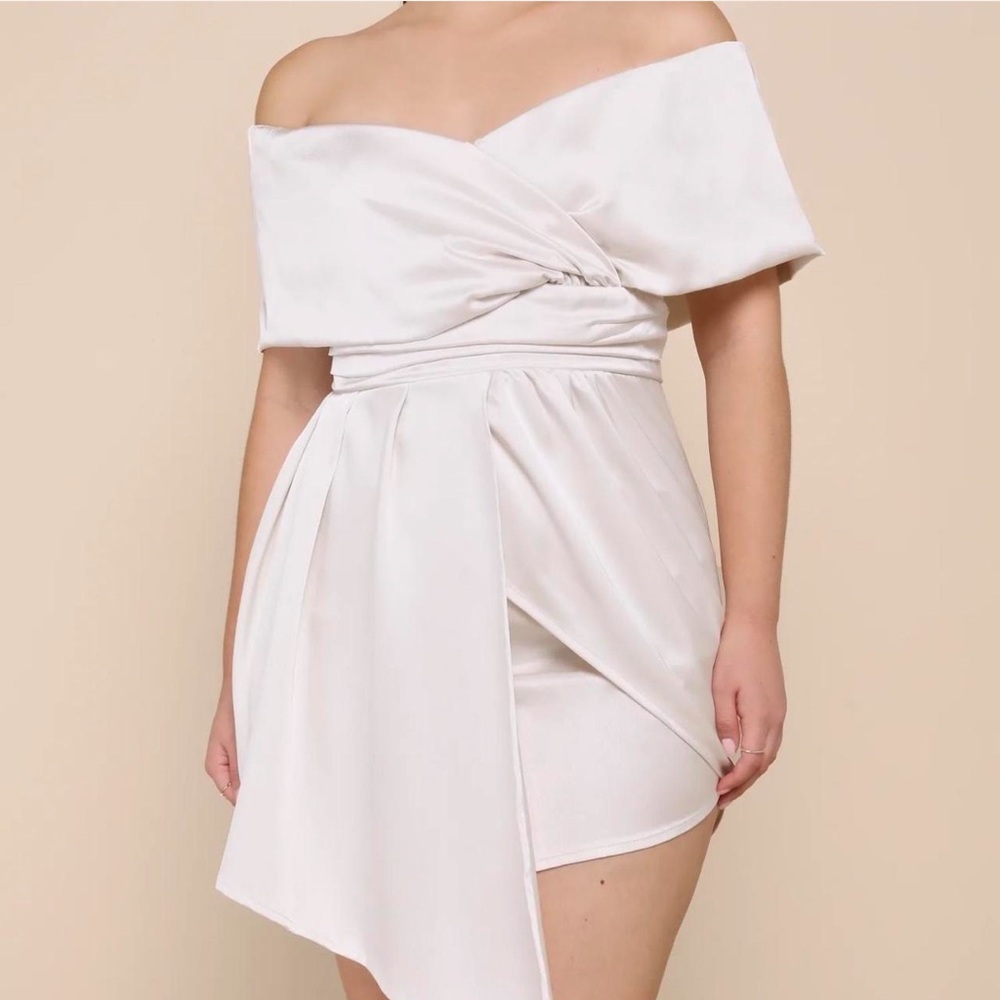Off-Shoulder White Mini Dress